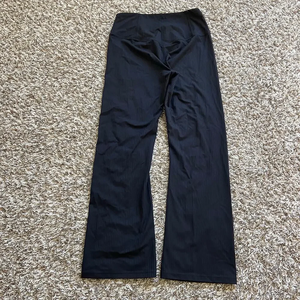 Prana Luxara Rib Flare Crop Legging Women's M Black High Rise Ribbed Texture - Picture 6 of 13